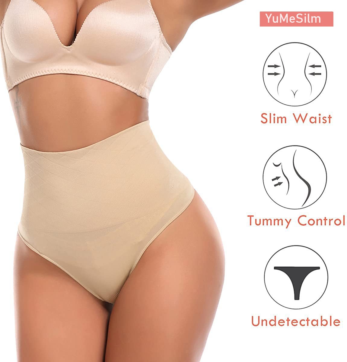 Delvani Tummy Control Shapewear Adjustable Straps Seamless Thong